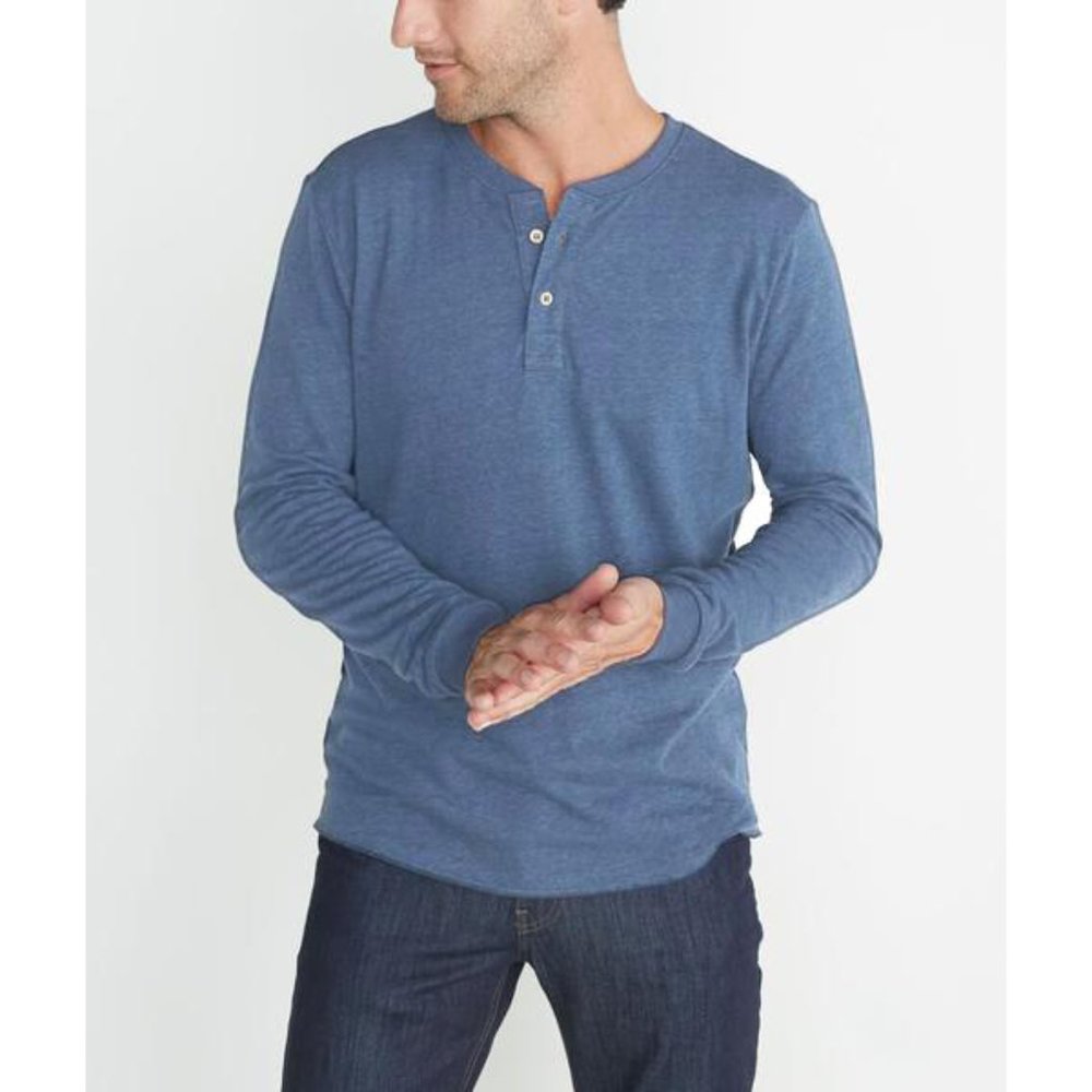 Marine Layer Blue Double Knit Henley b/w L and XL
